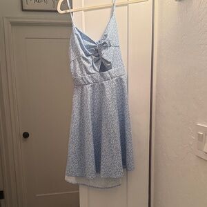 Blue Floral Spaghetti Strap Dress